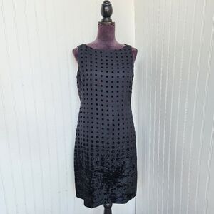 Donna Morgan Women Dress Black             Sleveless Dot Velvet Lined Rayon 10